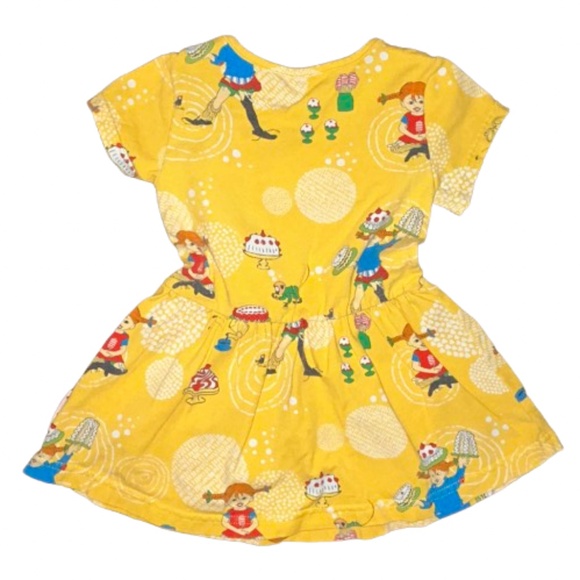 Pippi Longstocking toddler yellow summer short sleeved dress girls - Picture 5 of 6